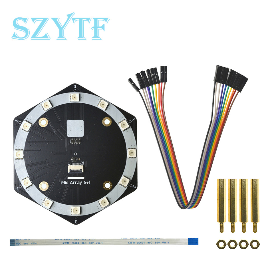 High-Performance 6+1 Mic Array for Sound Source Localization & Beamforming Microphone Array Kit for product image